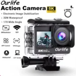 מצלמת אקשן 5K Ourlife 4K60FPS 2.0 אינץ' מסך מגע WiFi 170° זווית רחבה 30 מ' אופניים אטומים למים מצלמות ספורט