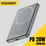 בנק חשמל אלחוטי דק Essager מגנטי 20W 5000mAh טעינה מהירה ניידת סוללה חיצונית עבור Magsafe עבור iPhone 16 15 14 13