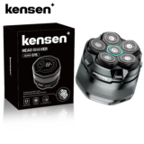 מקלחי ראש חשמליים KENSEN לגברים קירחים 6D גוזם גילוח מגנטי לזקן USB תצוגת LED נטענת מגזעי זקן עמידים למים